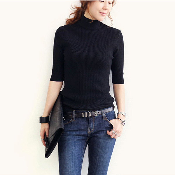 Модерно дамско поло с 3/4 ръкав в няколко цвята 