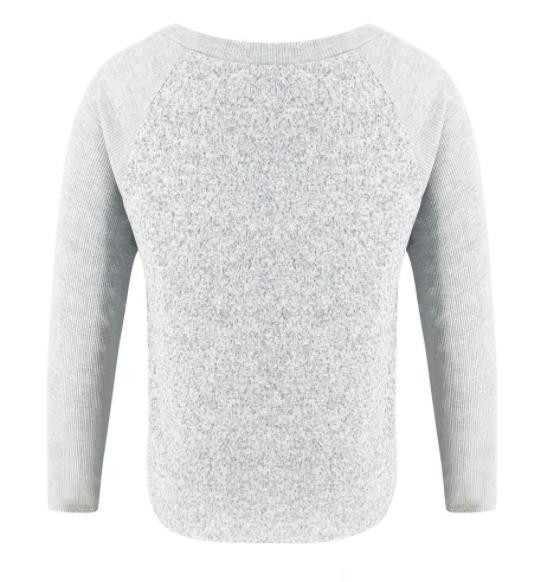 Модерна дамска блуза с дълбоко деколте и дълъг ръкав в сив цвят