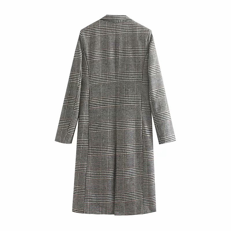 Елегантно дълго карирано палто с копче и дълъг ръкав
