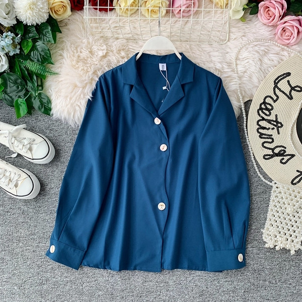 Дамска риза с  копчета и яка в два цвята