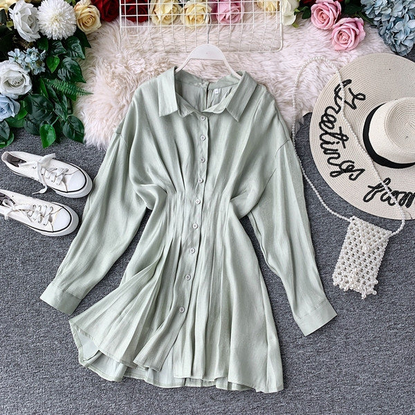 Модерна дамска дълга риза с копчета в няколко цвята