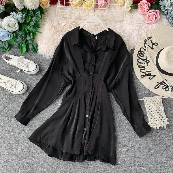 Модерна дамска дълга риза с копчета в няколко цвята