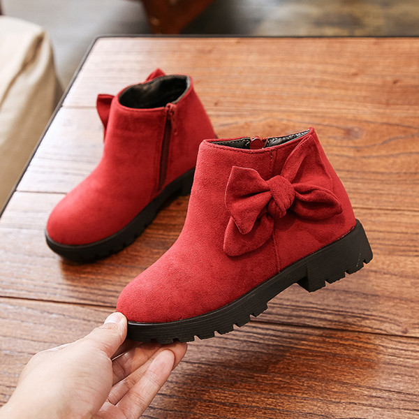 Модерни детски боти в три цвята с панделка-за момичета