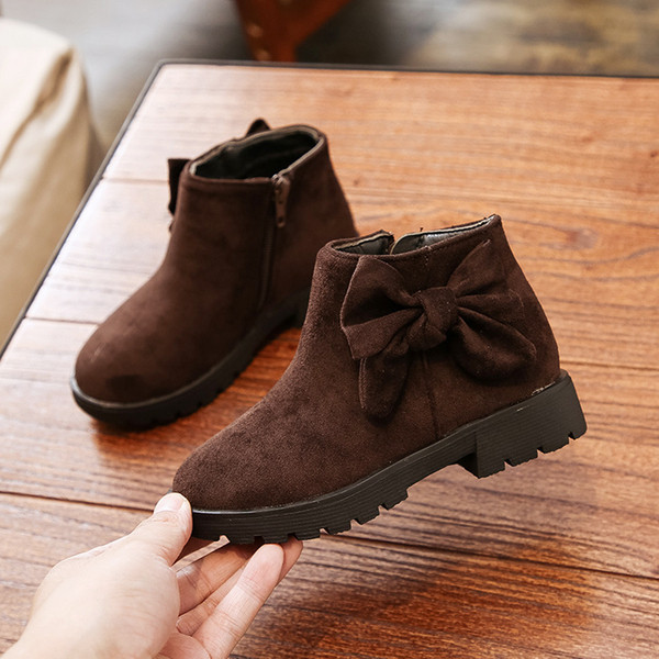 Модерни детски боти в три цвята с панделка-за момичета