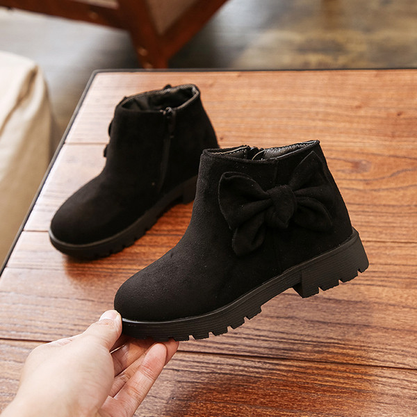 Модерни детски боти в три цвята с панделка-за момичета