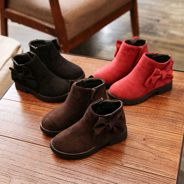 Модерни детски боти в три цвята с панделка-за момичета