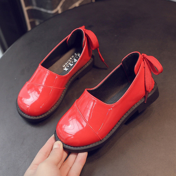 Модерни детски обувки за момичета-в три цвята с връзки