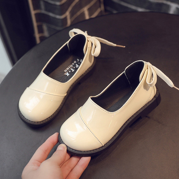 Модерни детски обувки за момичета-в три цвята с връзки