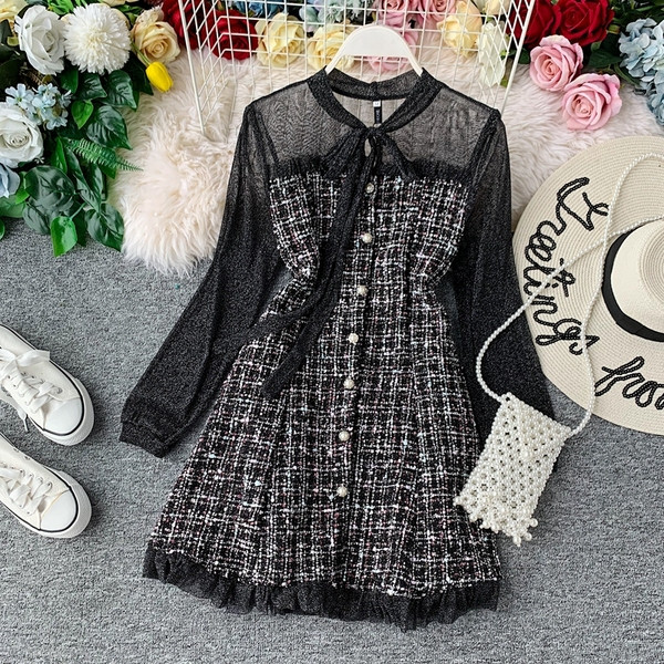 Стилна дамска рокля с панделка в сив и черен цвят