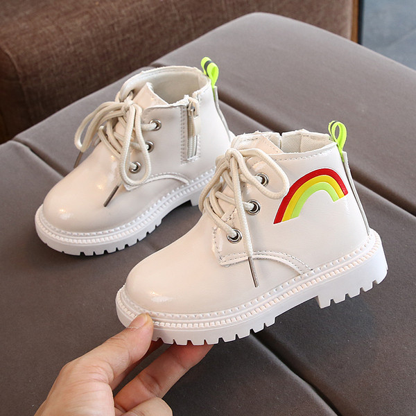 Ежедневни детски боти в бял и черен цвят-за момичета