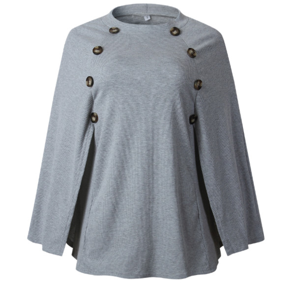 Модерен дамски пуловер с копчета в три цвята