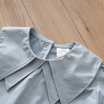 Нов модел актуална детска риза с дълъг ръкав в бял и син цвят