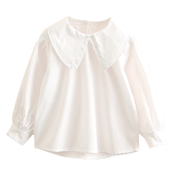 Нов модел актуална детска риза с дълъг ръкав в бял и син цвят