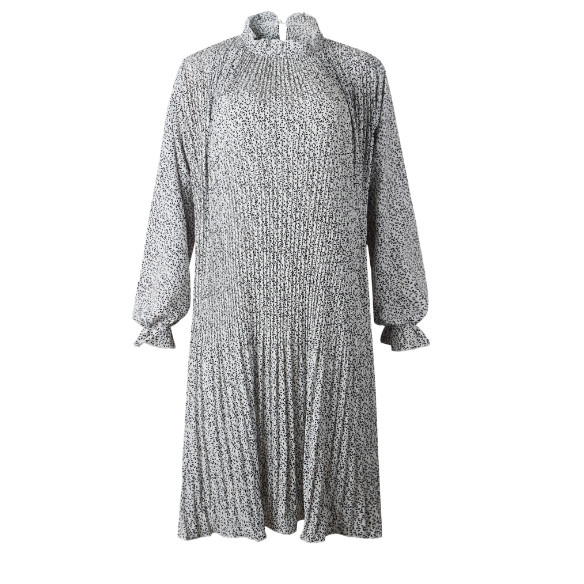 Модерна дамска рокля с дълъг ръкав в сив и черен цвят