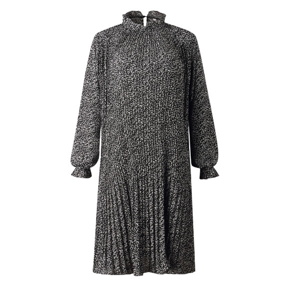 Модерна дамска рокля с дълъг ръкав в сив и черен цвят