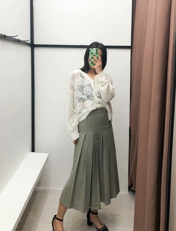 Елегантна дамска плисира пола с висока талия в сив цвят