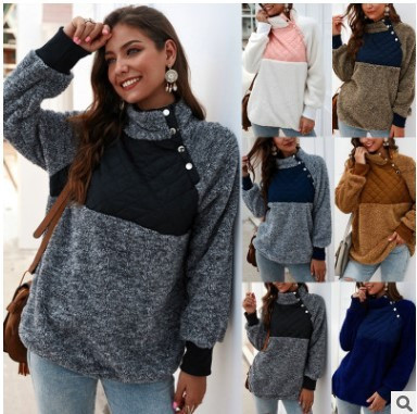 Модерен  дамски пуловер с копчета в няколко цвята