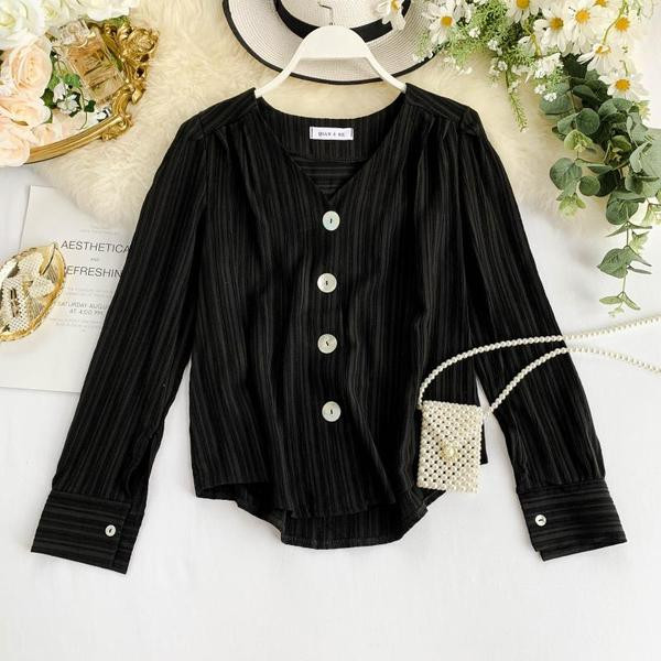 Модерна дамска риза с дълъг ръкав и копчета в четири цвята