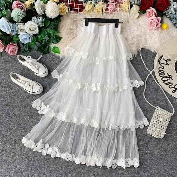 Нов модел модерна дамска пола с тюл в няколко цвята