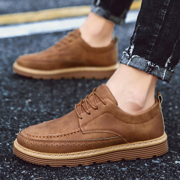 Модерни мъжки обувки с връзки-в три цвята