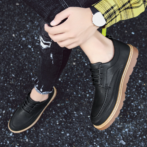 Модерни мъжки обувки с връзки-в три цвята