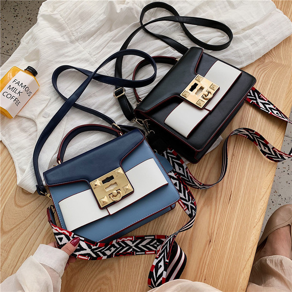 Дамска чанта с метално закопчаване и дълга дръжка в няколко цвята