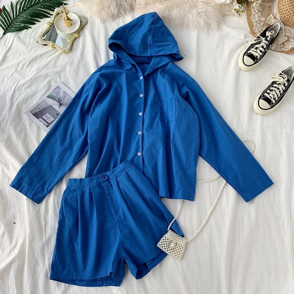 Ежедневен дамски комплект в син и черен цвят