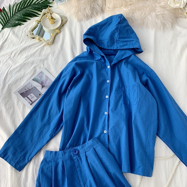 Ежедневен дамски комплект в син и черен цвят