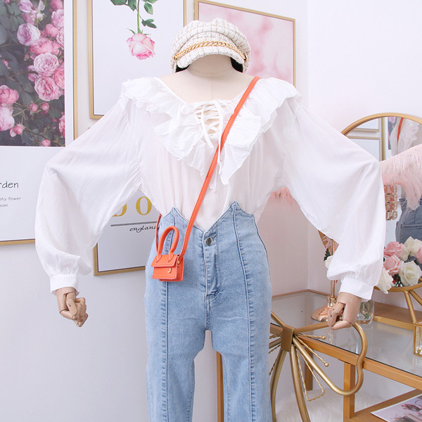 Нов модел дамска риза с V-образно деколте и широк ръкав в няколко цвята