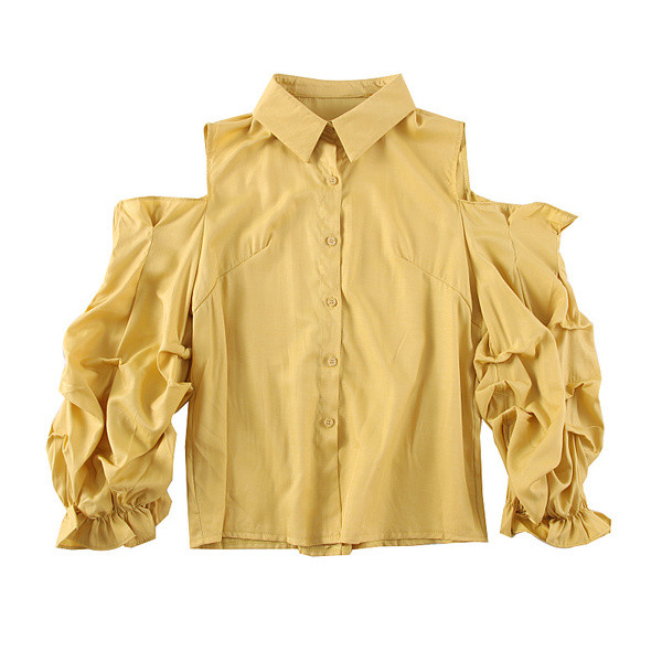 Нов модел дамска риза с класическа яка и голи рамене