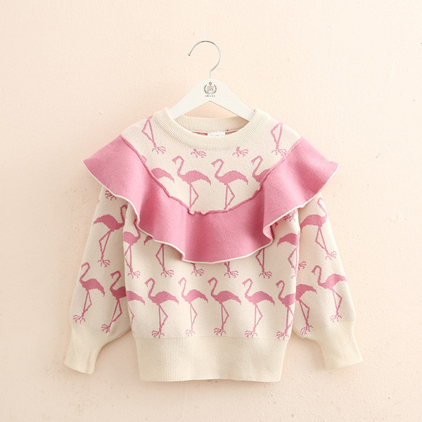 Нов модел детски пуловер с О-образно деколте за момичета