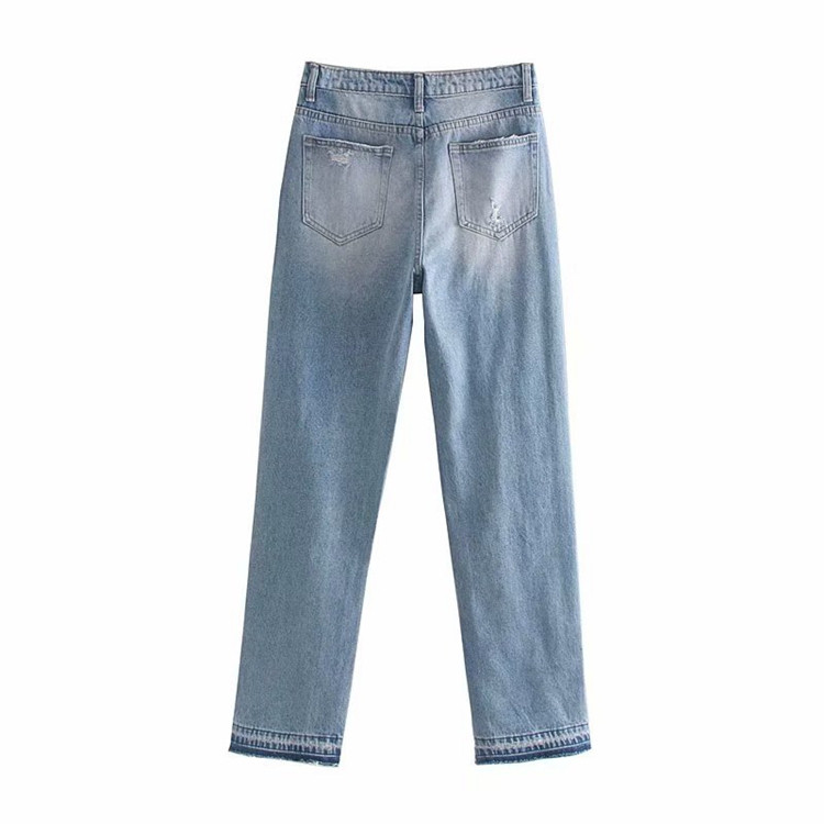 Дамски широки дънки със стандартна талия в син цвят 