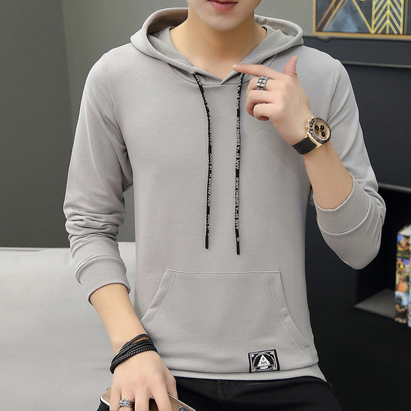 Ежедневна мъжка блуза в четири цвята с качулка и джоб 