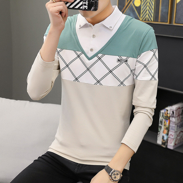 Модерна мъжка блуза в три цвята с копчета и яка 