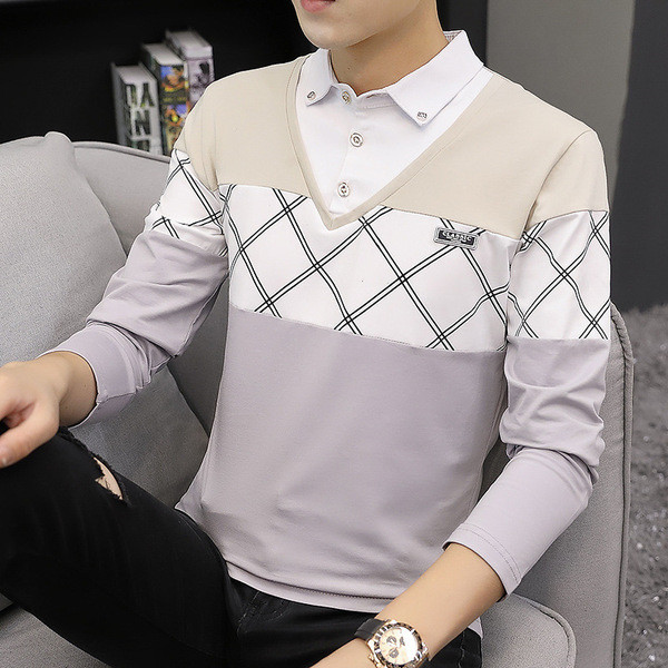 Модерна мъжка блуза в три цвята с копчета и яка 