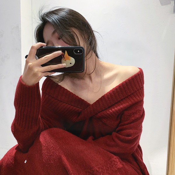 Дамска зимна рокля с V-образно деколте в  два цвята 