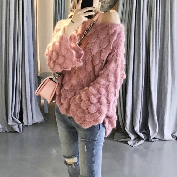 Стилен дамски пуловер с широки ръкави в няколко цвята 