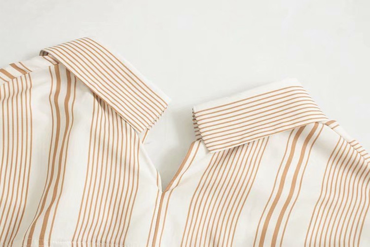 Дамска раирана риза с дълъг ръкав и копчета - широк модел