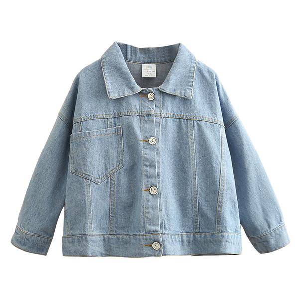 Ежедневно детско дънково яке за момчета с апликация в син цвят