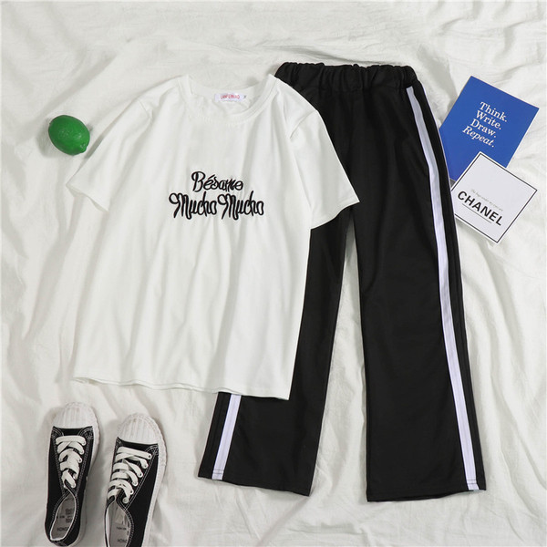 Спортно-ежедневен дамски комплект от две части в черен и зелен цвят