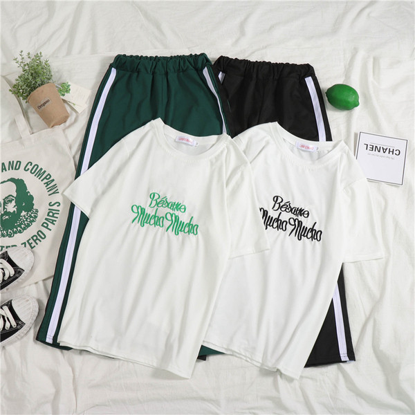 Спортно-ежедневен дамски комплект от две части в черен и зелен цвят