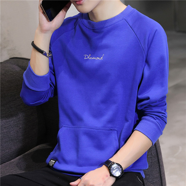 Ежедневна мъжка блуза в три цвята с бродерия и джоб 