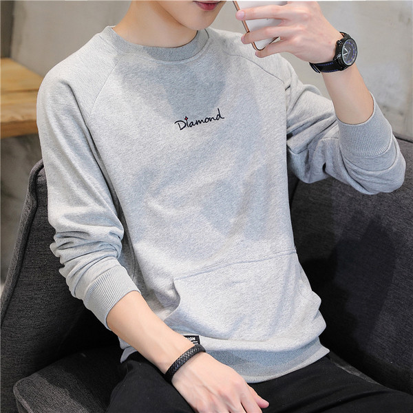 Ежедневна мъжка блуза в три цвята с бродерия и джоб 