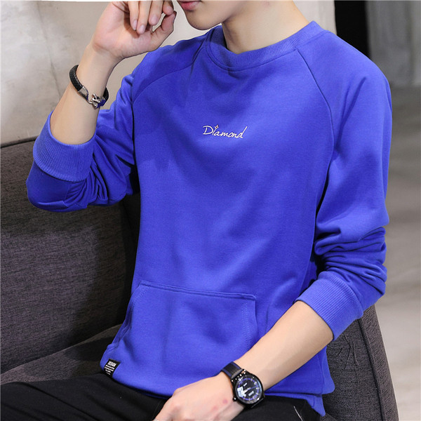 Ежедневна мъжка блуза в три цвята с бродерия и джоб 