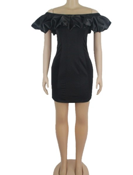 Нов модел дамска рокля с голи рамене в черен цвят