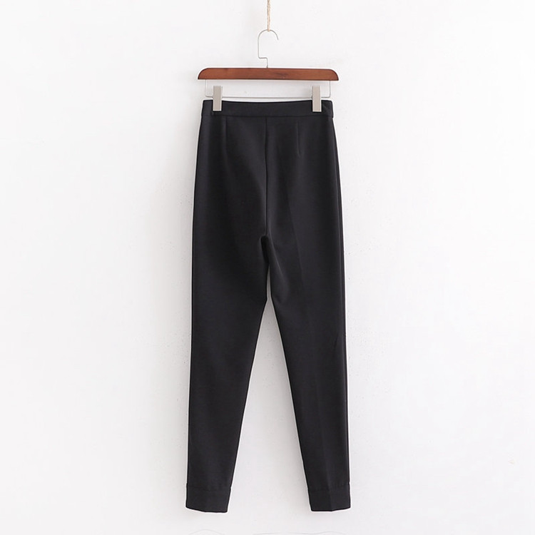 Елегантен дамски панталон с висока талия и ципове в черен цвят