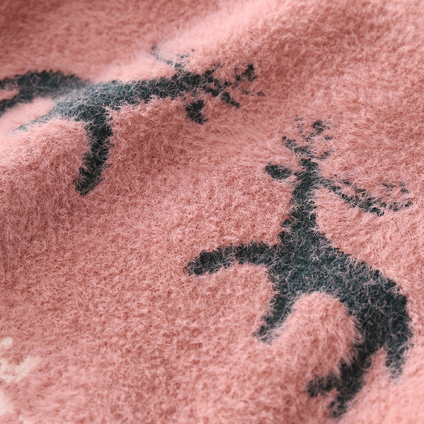 Μοντέρνο παιδικό πουλόβερ για κορίτσια με κεντήματα σε ροζ και λευκό χώμα
