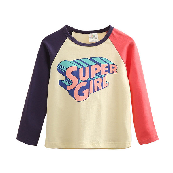 Актуална детска блуза с О-образно деколте и апликация за момичета