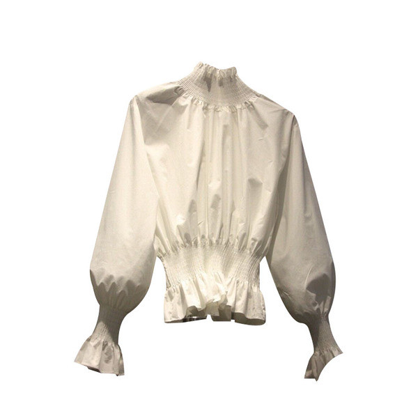 Aktuális női ing gumis derékkal, fehér színben