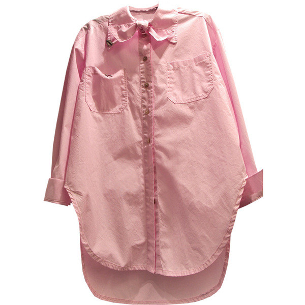 Дамска ежедневна риза асиметричен модел в розов цвят 